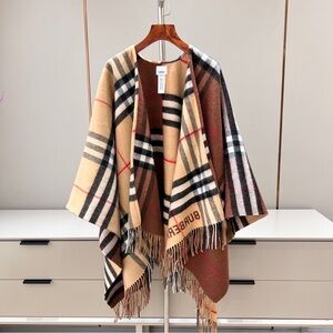 Burberry Beige and Brown Checkered Cape